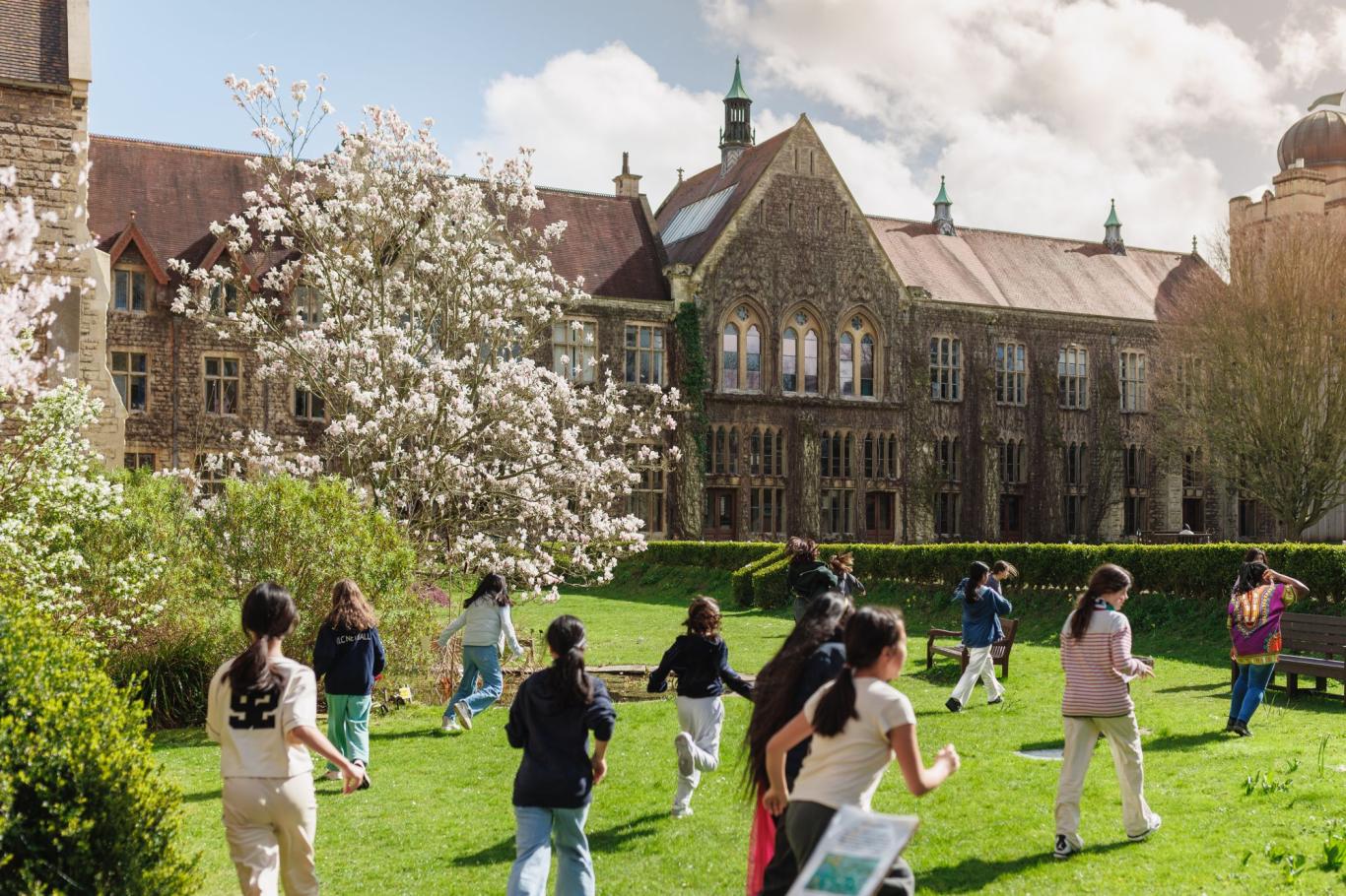 CLC students on an Easter Egg hunt in the College gardens